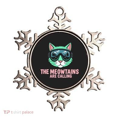 Funny Skiing Cat The Meowtains Are Calling Ski Ornament