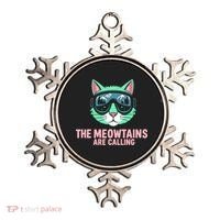 Funny Skiing Cat The Meowtains Are Calling Ski Ornament thumb 0
