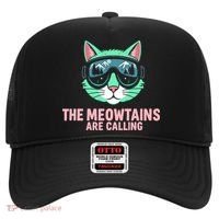 Funny Skiing Cat The Meowtains Are Calling Ski Hat thumb 0