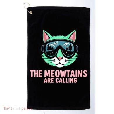 Funny Skiing Cat The Meowtains Are Calling Ski Golf Towel