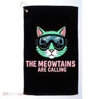 Funny Skiing Cat The Meowtains Are Calling Ski Golf Towel thumb 0