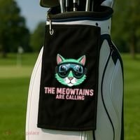 Funny Skiing Cat The Meowtains Are Calling Ski Golf Towel thumb 2