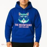 Funny Skiing Cat The Meowtains Are Calling Ski Hoodie thumb 2