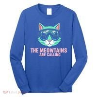 Funny Skiing Cat The Meowtains Are Calling Ski Long Sleeve Shirt thumb 0