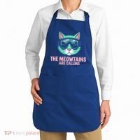 Funny Skiing Cat The Meowtains Are Calling Ski Apron thumb 2