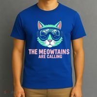 Funny Skiing Cat The Meowtains Are Calling Ski T-Shirt thumb 3