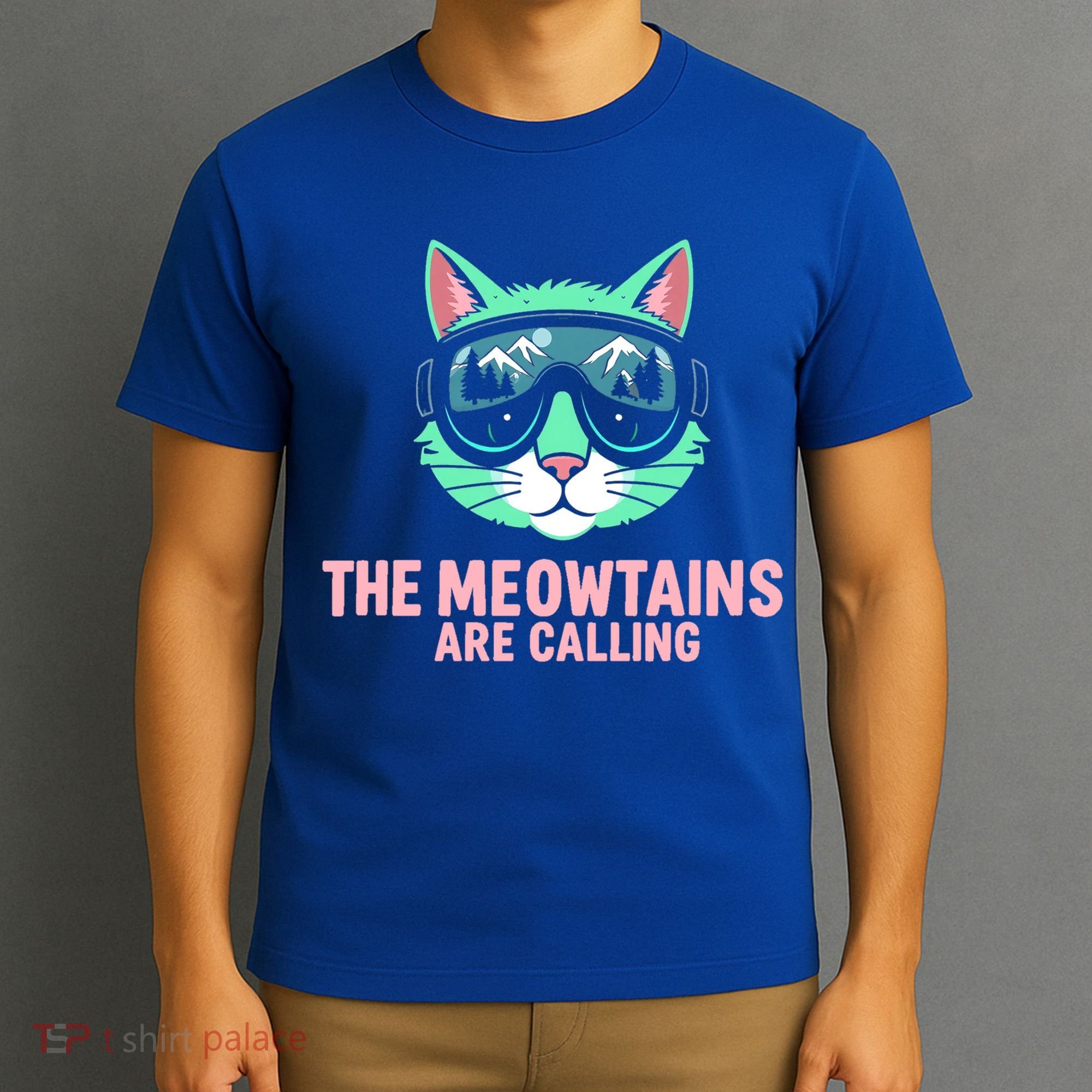Funny Skiing Cat The Meowtains Are Calling Ski T-Shirt