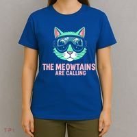 Funny Skiing Cat The Meowtains Are Calling Ski T-Shirt thumb 4