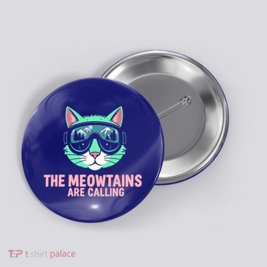 Funny Skiing Cat The Meowtains Are Calling Ski Button