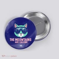 Funny Skiing Cat The Meowtains Are Calling Ski Button thumb 0