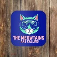 Funny Skiing Cat The Meowtains Are Calling Ski Coaster thumb 0