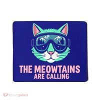 Funny Skiing Cat The Meowtains Are Calling Ski Mousepad thumb 0