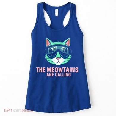 Funny Skiing Cat The Meowtains Are Calling Ski Women's Tank Top