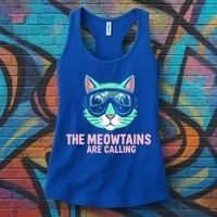 Funny Skiing Cat The Meowtains Are Calling Ski Women's Tank Top thumb 3