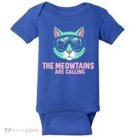 Funny Skiing Cat The Meowtains Are Calling Ski Baby Bodysuit thumb 0
