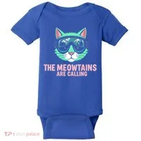Funny Skiing Cat The Meowtains Are Calling Ski Baby Bodysuit thumb 0