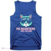 Funny Skiing Cat The Meowtains Are Calling Ski Tank Top thumb 0
