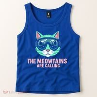 Funny Skiing Cat The Meowtains Are Calling Ski Tank Top thumb 2