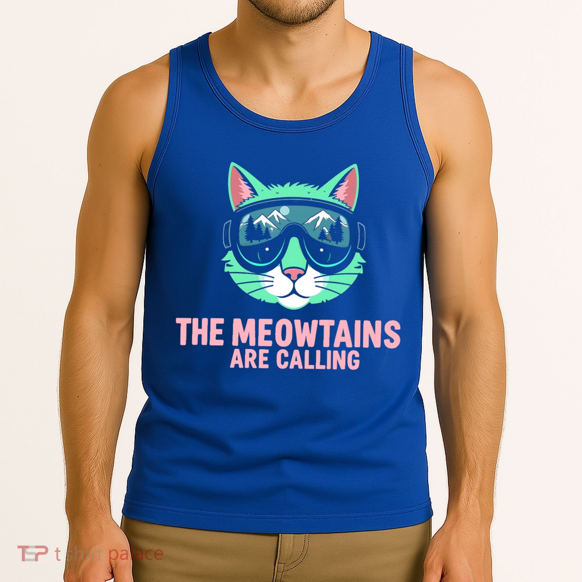 Funny Skiing Cat The Meowtains Are Calling Ski Tank Top