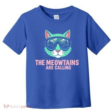 Funny Skiing Cat The Meowtains Are Calling Ski Toddler T-Shirt