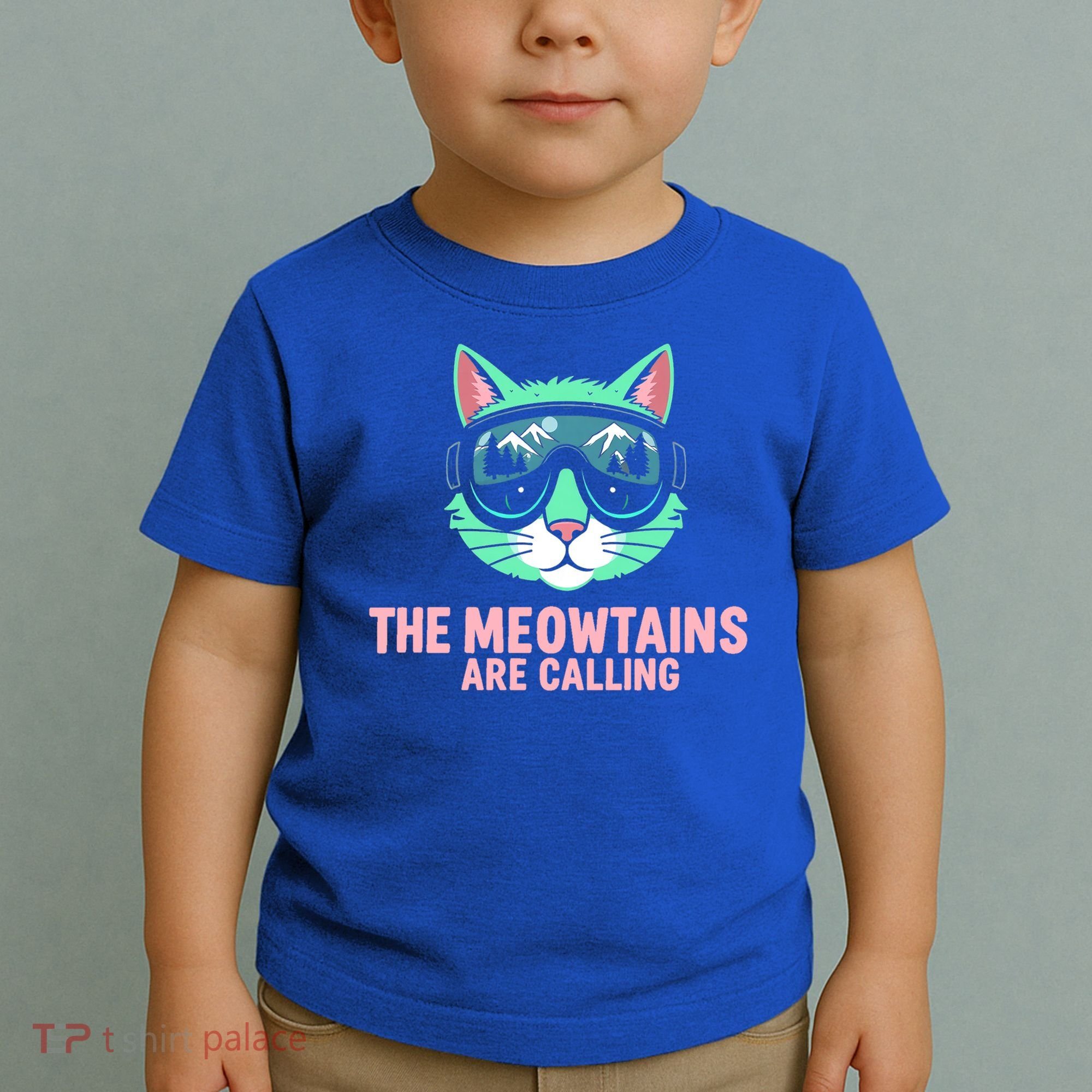 Funny Skiing Cat The Meowtains Are Calling Ski Toddler T-Shirt