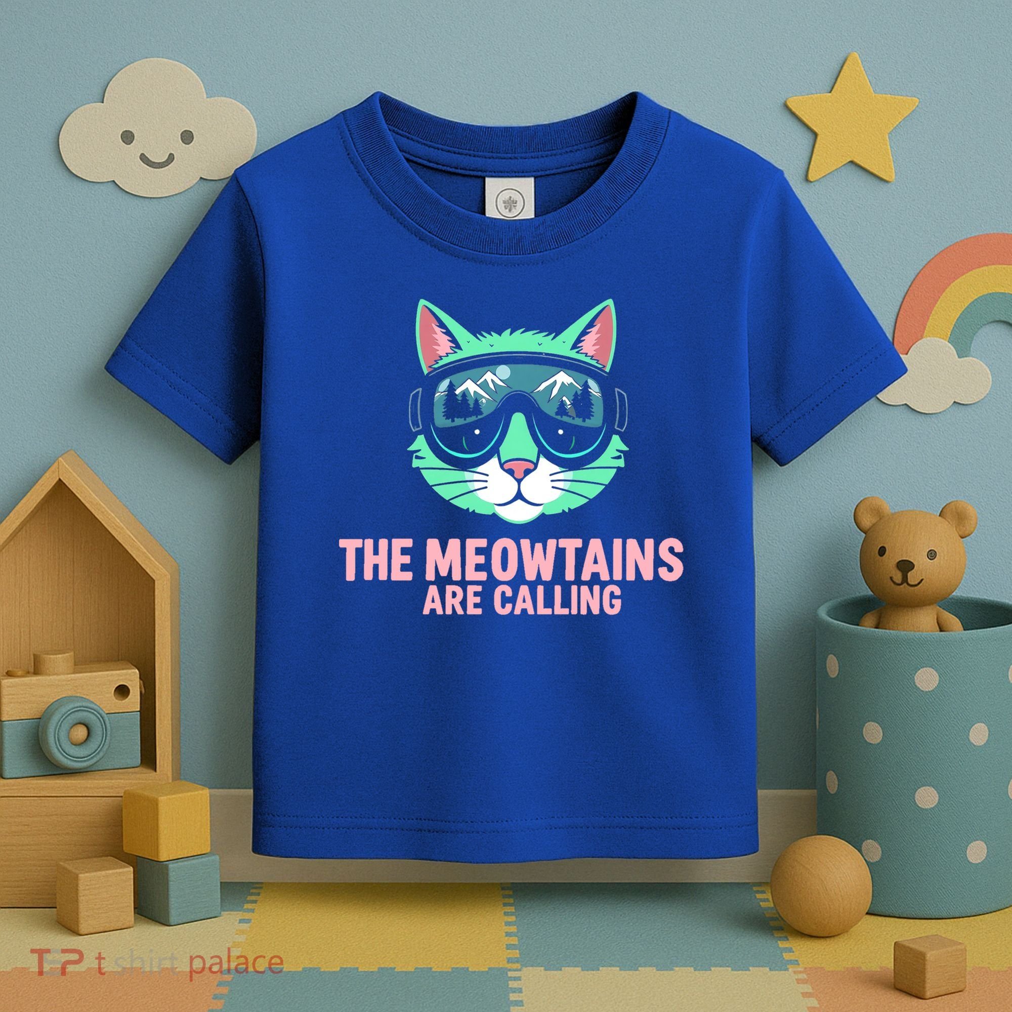 Funny Skiing Cat The Meowtains Are Calling Ski Toddler T-Shirt