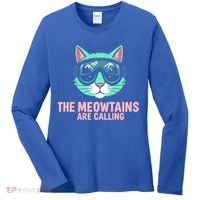 Funny Skiing Cat The Meowtains Are Calling Ski Women's Long Sleeve Shirt thumb 0