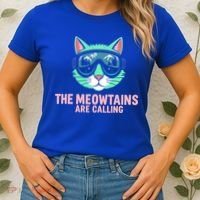 Funny Skiing Cat The Meowtains Are Calling Ski Women's T-Shirt thumb 2
