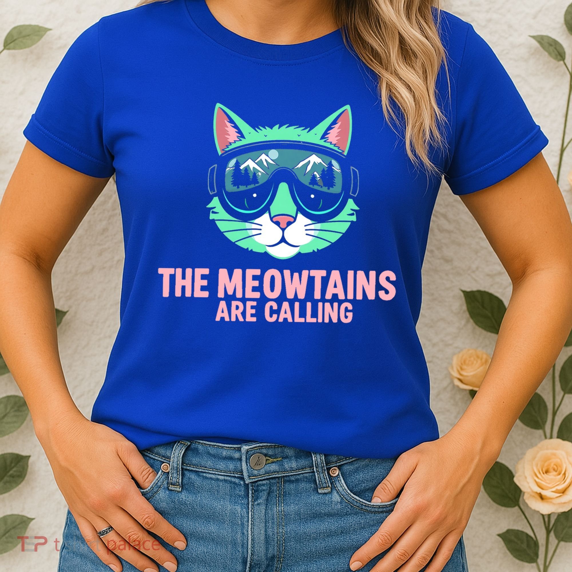 Funny Skiing Cat The Meowtains Are Calling Ski Women's T-Shirt