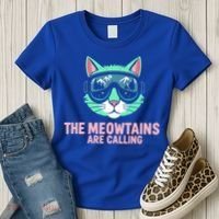 Funny Skiing Cat The Meowtains Are Calling Ski Women's T-Shirt thumb 3