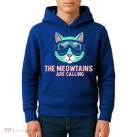 Funny Skiing Cat The Meowtains Are Calling Ski Kids Hoodie thumb 4