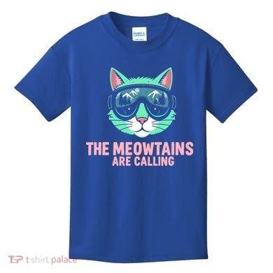 Funny Skiing Cat The Meowtains Are Calling Ski Kids T-Shirt