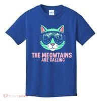 Funny Skiing Cat The Meowtains Are Calling Ski Kids T-Shirt thumb 0