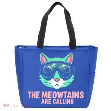 Funny Skiing Cat The Meowtains Are Calling Ski Tote Bag
