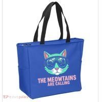 Funny Skiing Cat The Meowtains Are Calling Ski Tote Bag thumb 2