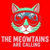 Funny Skiing Cat The Meowtains Are Calling Ski Santa Hat thumb 1