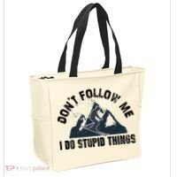 Funny Skiing Don't Follow Me I Do Stupid Things Snowboard Great Gift Tote Bag thumb 2