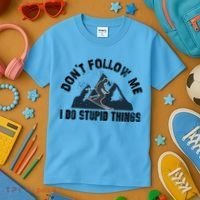 Funny Skiing Don't Follow Me I Do Stupid Things Snowboard Great Gift Kids T-Shirt thumb 3
