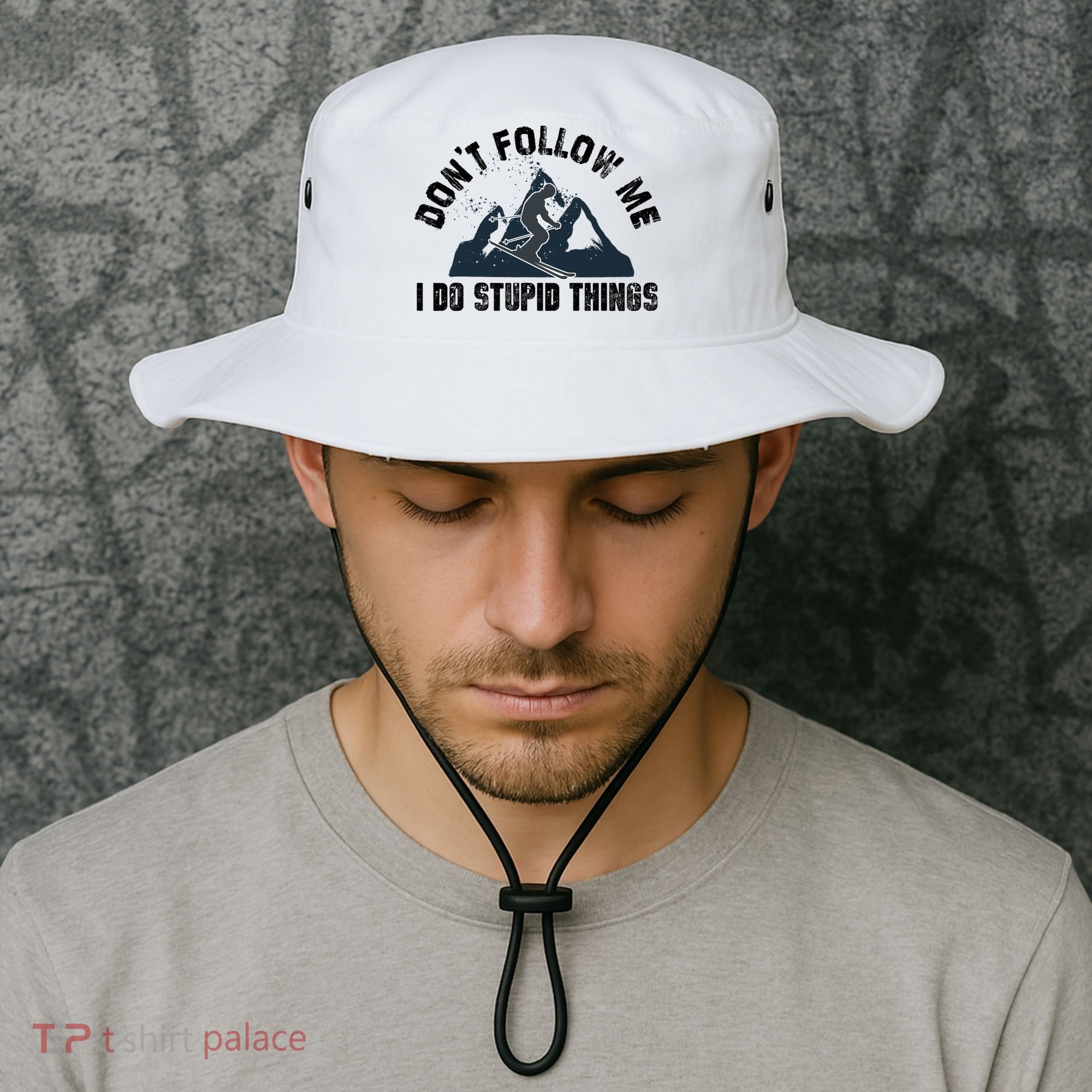 Funny Skiing Don't Follow Me I Do Stupid Things Snowboard Great Gift Bucket Hat