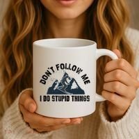 Funny Skiing Don't Follow Me I Do Stupid Things Snowboard Great Gift Coffee Mug thumb 3