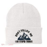 Funny Skiing Don't Follow Me I Do Stupid Things Snowboard Great Gift Beanie thumb 0