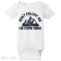 Funny Skiing Don't Follow Me I Do Stupid Things Snowboard Great Gift Baby Bodysuit thumb 0