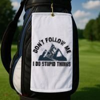 Funny Skiing Don't Follow Me I Do Stupid Things Snowboard Great Gift Golf Towel thumb 2