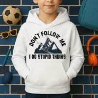 Funny Skiing Don't Follow Me I Do Stupid Things Snowboard Great Gift Kids Hoodie thumb 2