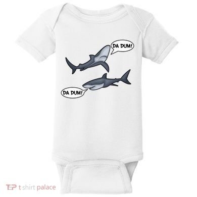 Funny Shark Da Dum Da Dum Baby Bodysuit