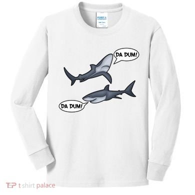 Funny Shark Da Dum Da Dum Kids Long Sleeve Shirt