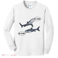 Funny Shark Da Dum Da Dum Kids Long Sleeve Shirt thumb 0