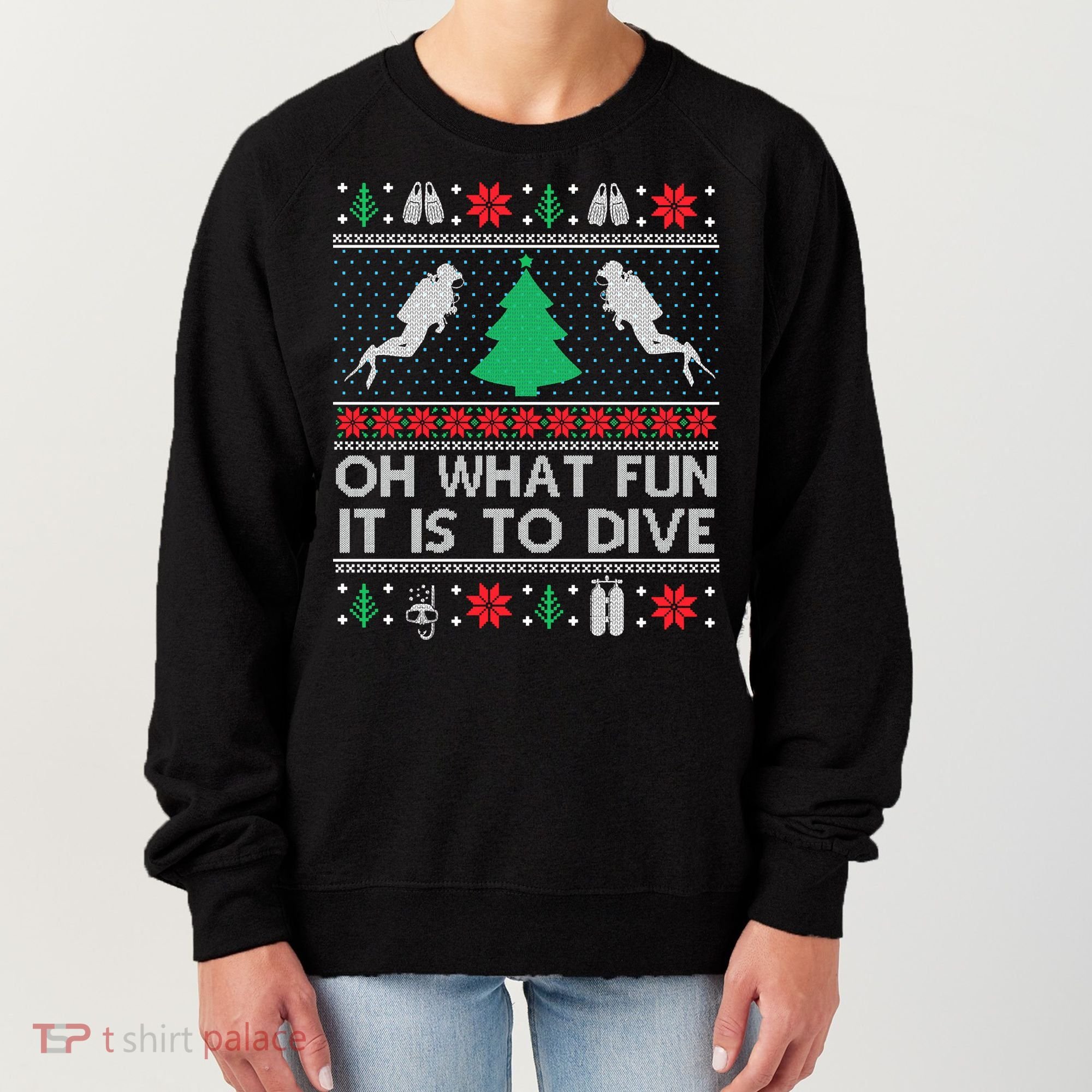Funny Scuba Diving Diver Ugly Christmas Xmas Women's Sweatshirt