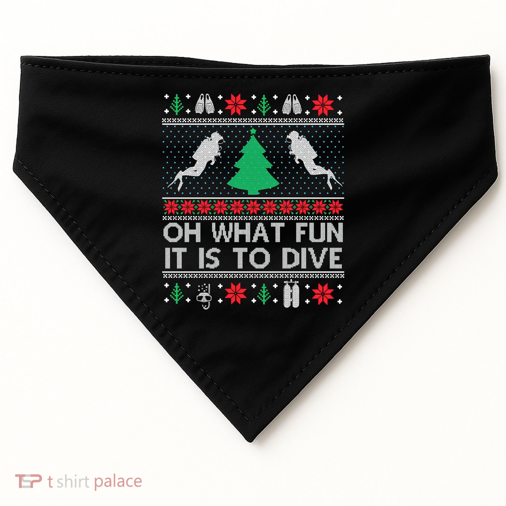 Funny Scuba Diving Diver Ugly Christmas Xmas USA-Made Doggie Bandana