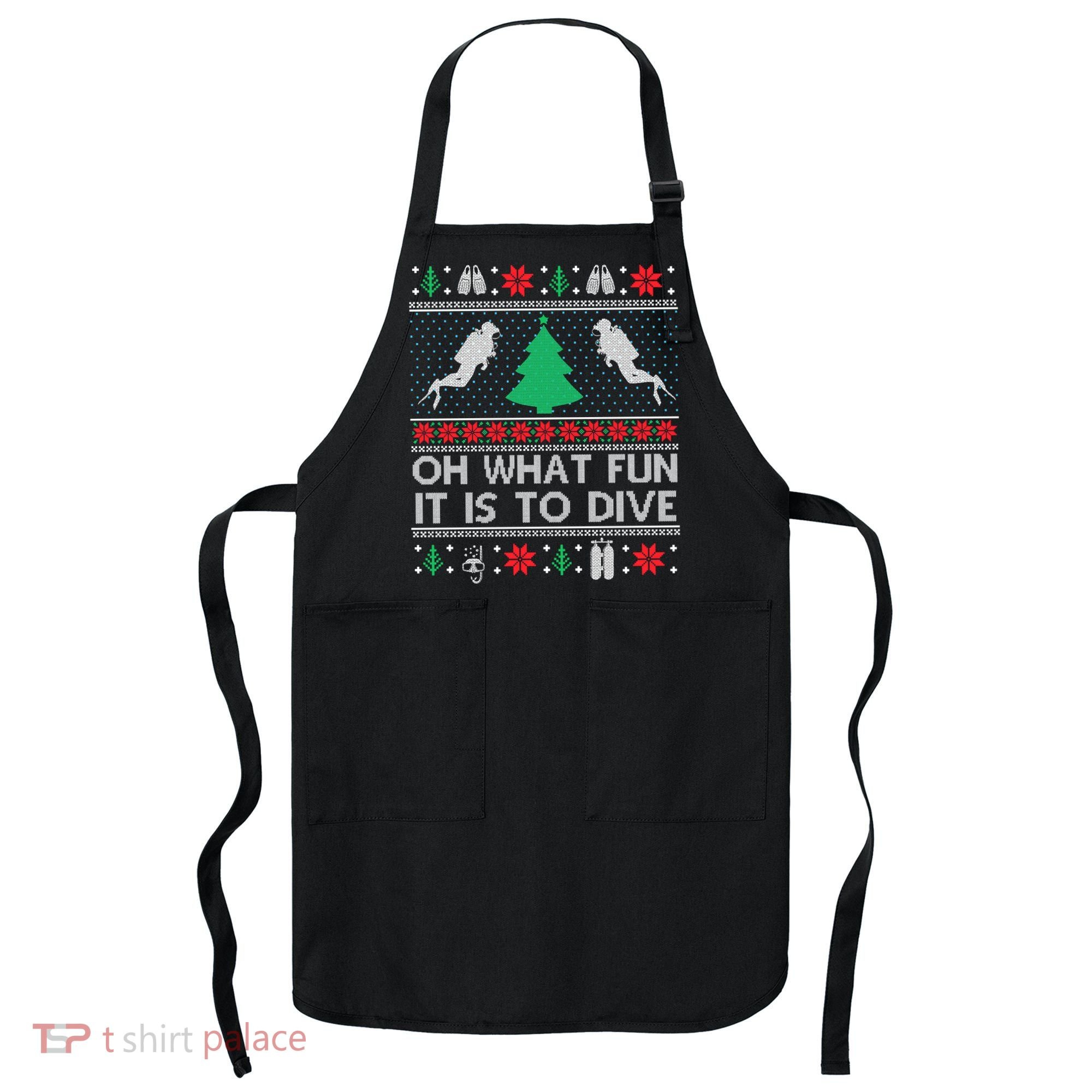 Funny Scuba Diving Diver Ugly Christmas Xmas Apron